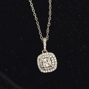 Sterling Silver 925 CZ‎ Wrapped In Love Pendant Necklace Signed-UD